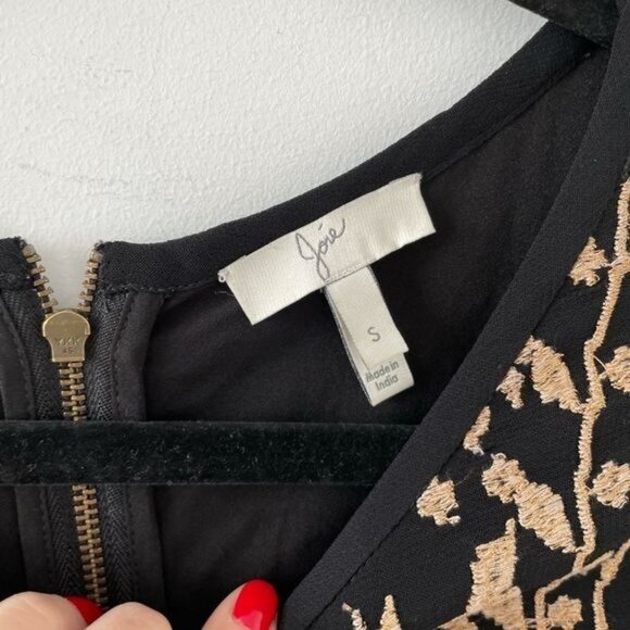 JOIE Embroidered Janpath Top, Black & Gold Sz. Small - Picture 9 of 12